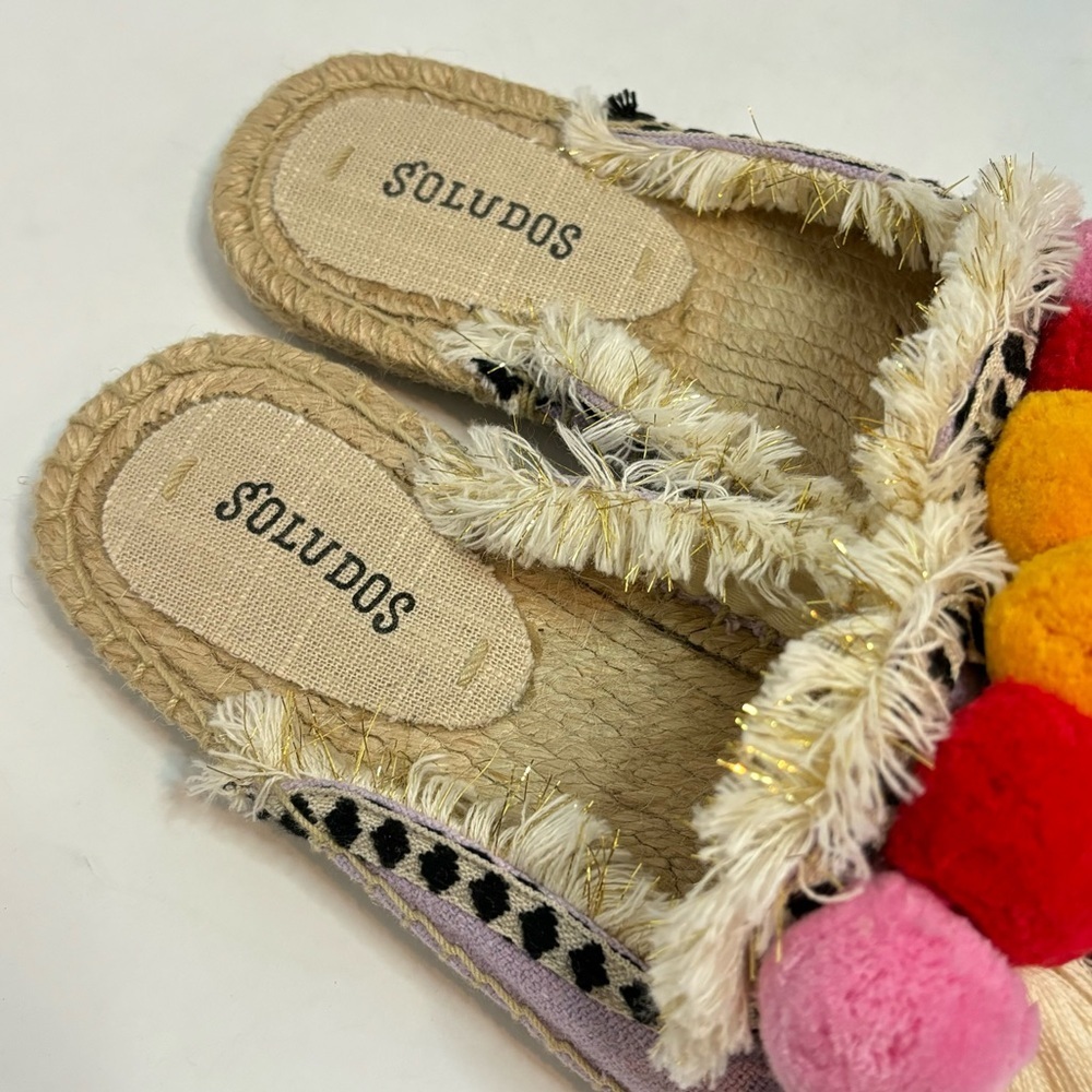 Soludos Lilac Pom Fringe Mule Espadrilles 7 - Picture 9 of 9